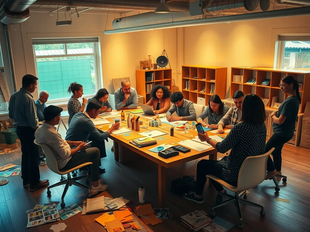 An engaging workshop session with children and adults participating in reading activities, highlighting the educational programs offered by LECTURE-POUR-TOUS.