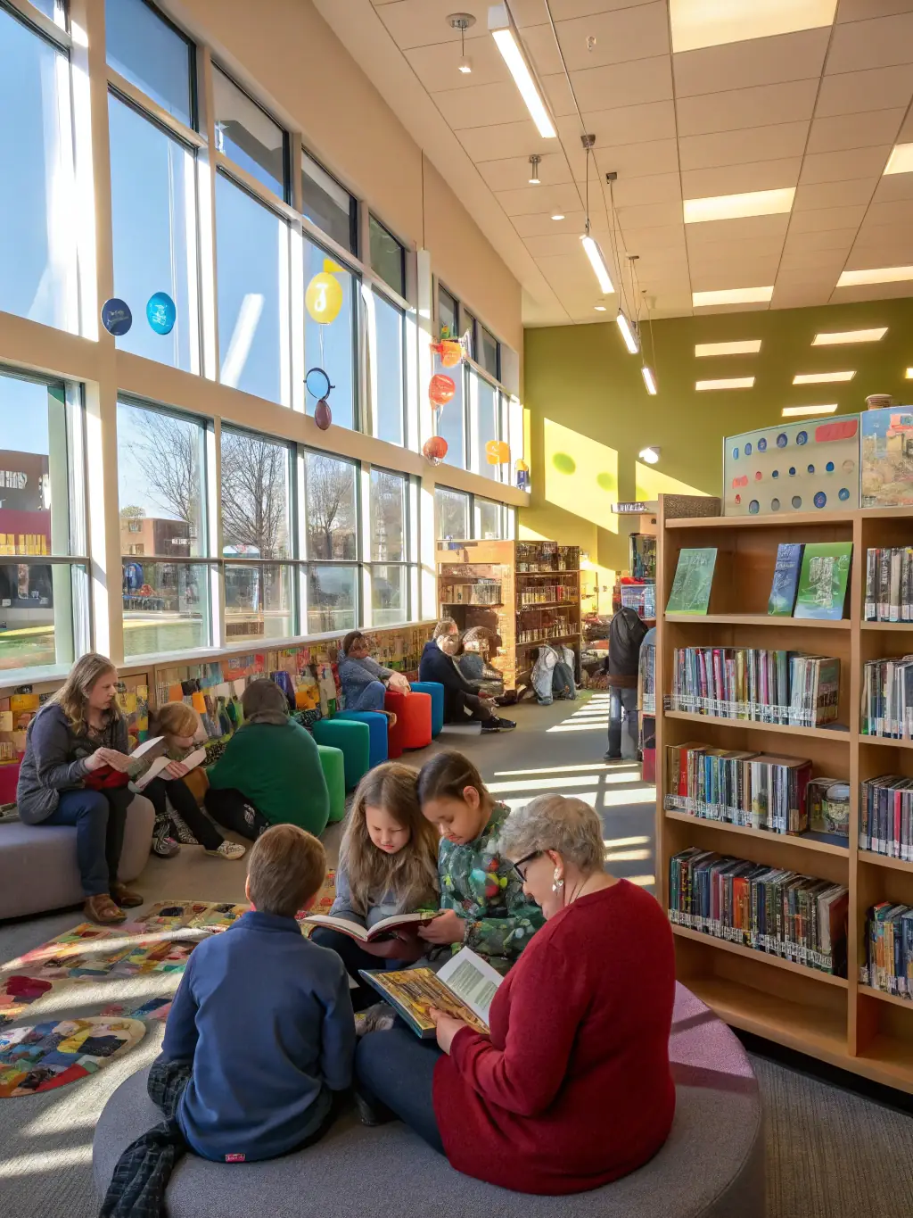A diverse group of community members gathered at LECTURE-POUR-TOUS for a community literacy event, celebrating the joy of reading and learning.